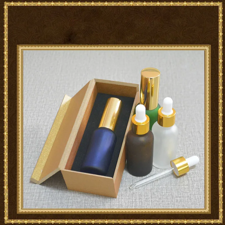 #*Cheap High grade color frosted glass bottle empty dropper bottle gold wooden box , essential oil bottle.,perfume subpackage bottle.