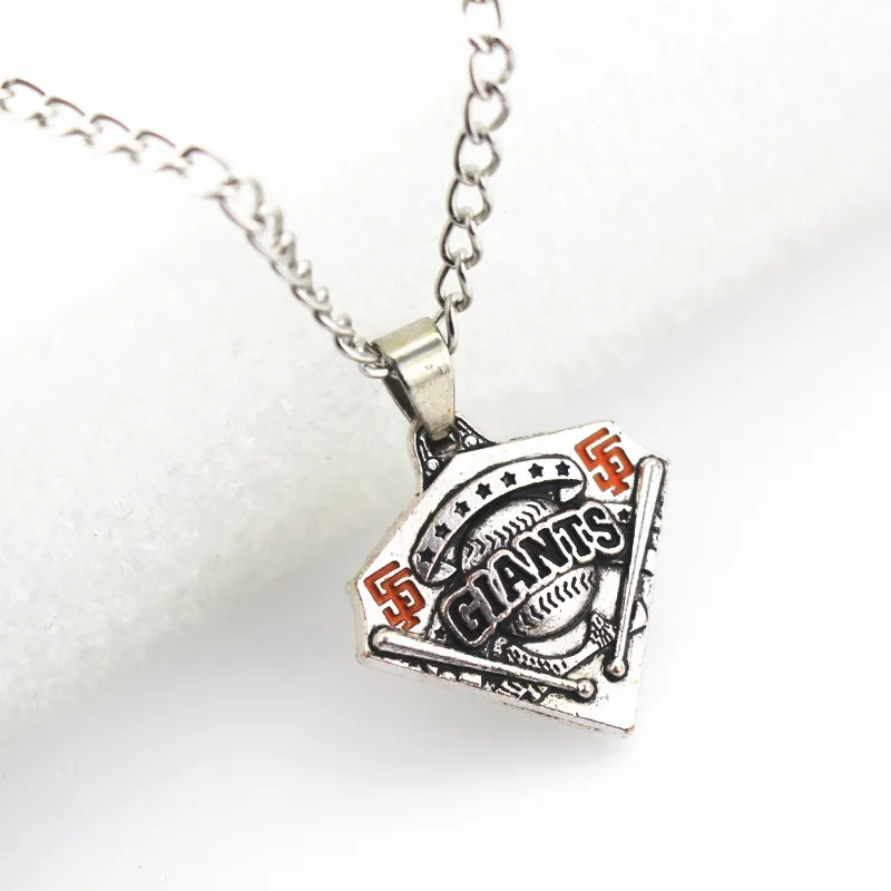 12pcs/lot Enamel Giants Baseball Necklace USA Sport Necklace Pendant