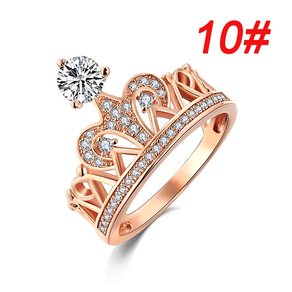 

2019 New Fashion Gold Pretty Crown Lady Crystal Dream Fantasy Beautiful Ring Princess Ring jewelry Gift Crystals Wholesale #30