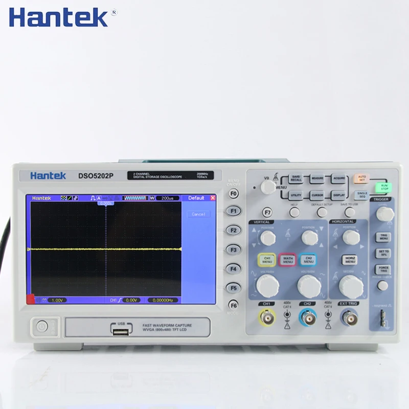 Цифровой осциллограф Hantek DSO5202P 200 МГц 2 канала 1 Гвыб/с 7 дюймов TFT ЖК дисплей длина