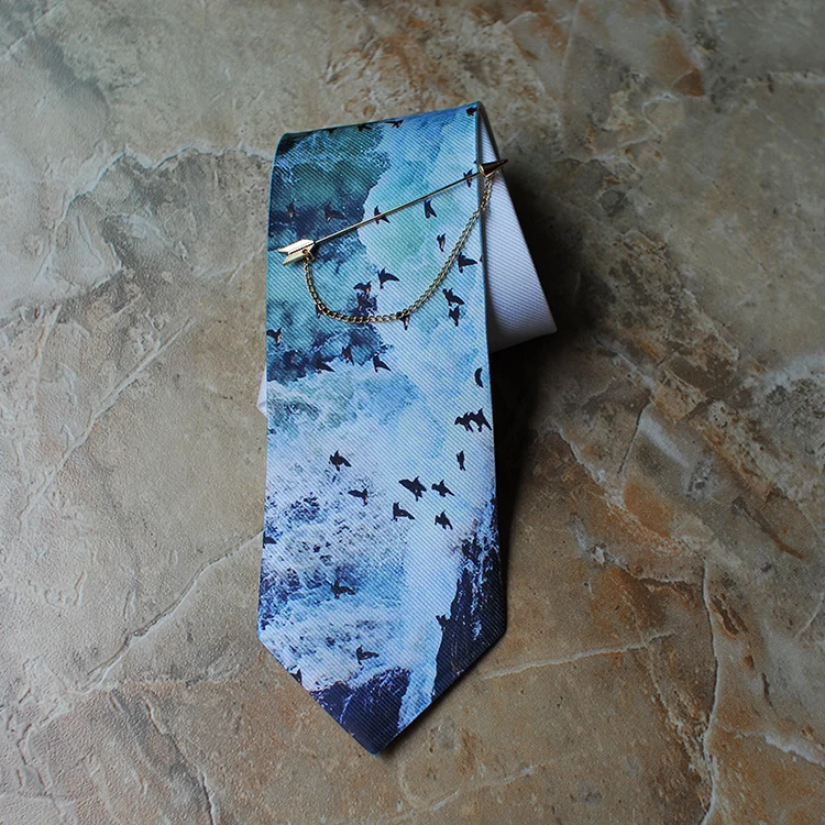 

as a gift fashion blue Petrel pattern Creative tie for party box packing 1pc