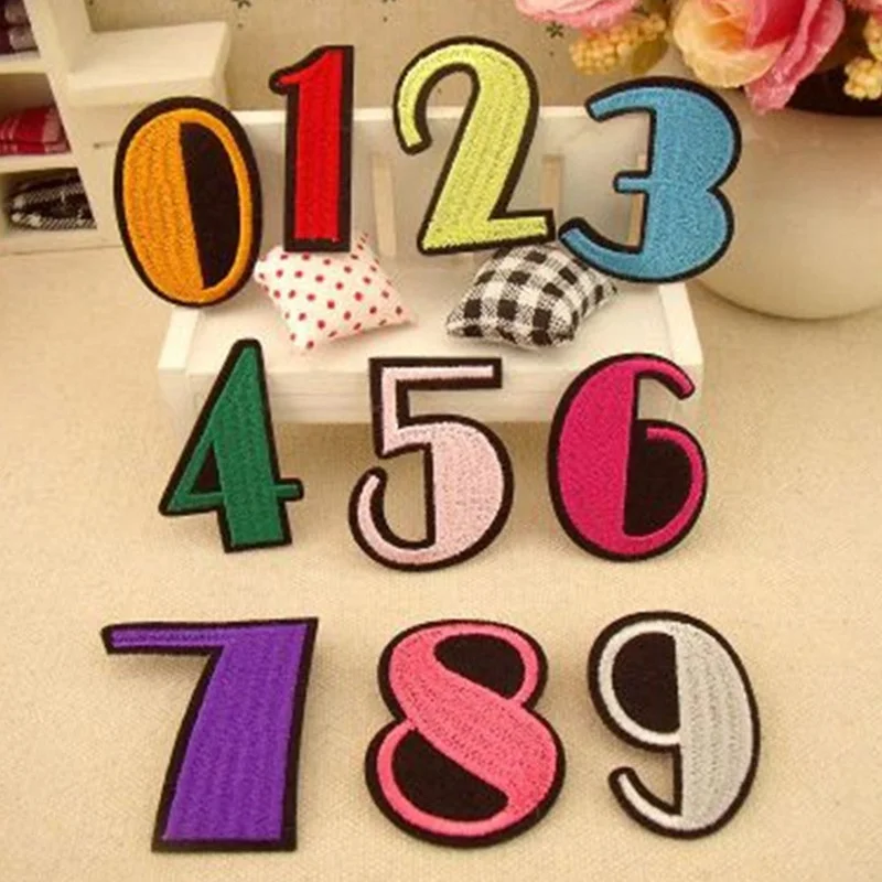 

10pcs/set Embroidery Digital Cloth Paste School Kindergarten School Code Mark Badge Patch Number Paste Hole DIY Accessories