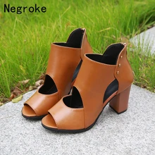 2019 Sexy Women Sandals Gladiator High Heels Leather Pumps Ladies Spring Summer Open Toe Sandalias Mujer Plus Size 34-42