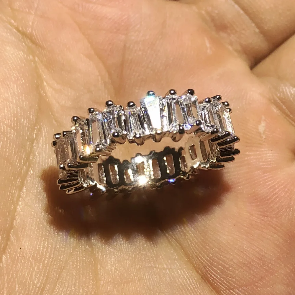 

925 SILVER PAVE SETTING FULL Simulated Diamant CZ ETERNITY BAND ENGAGEMENT WEDDING Stone Rings Size 5,6,7,8,9,10