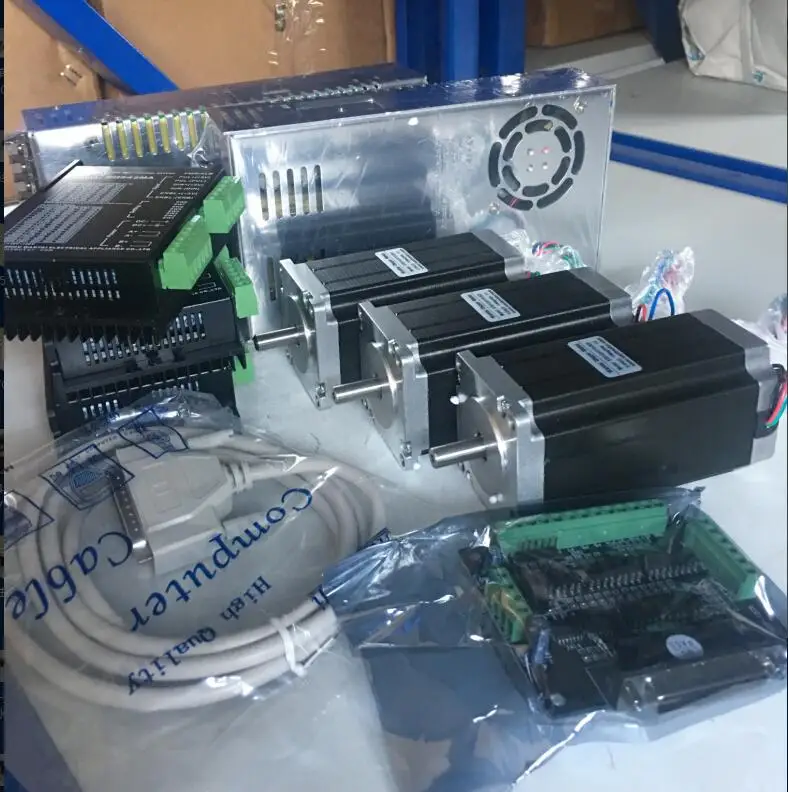 US $180.00 CNC 3Axis Nema 23 Stepper Motor 18degree 428ozIn 42AWT57STH1154204A DQ542MA Driver Whole CNC Mill Controller Kit