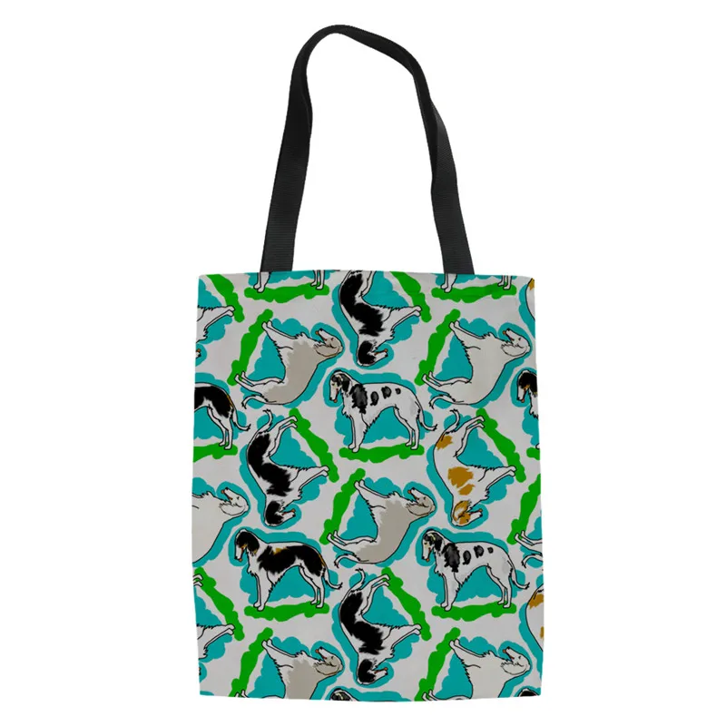 THIKIN женская льняная сумка для покупок Borzoi печать холст сумка женская складная сумка для покупок женские многоразовая эко-для хранения - Цвет: YQ3217Z22