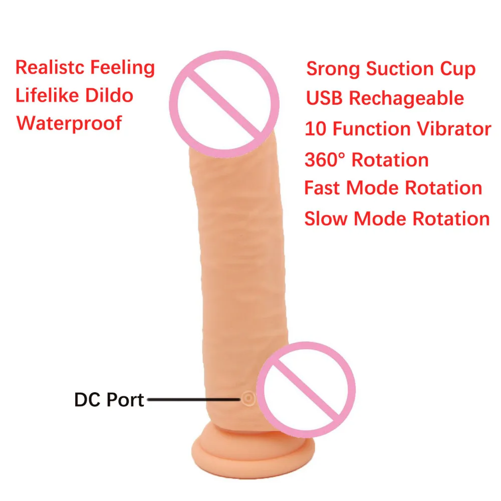 7.75 inch Rotating Huge Dildo Realistic Penis Dick With Strong Suction Cup Rechargeable Dildos Vibrator Adult Sex Toys For Woman
