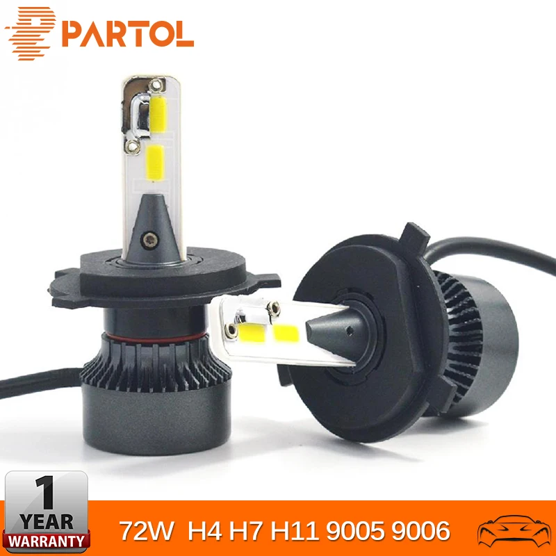 Partol M3 H4 H7 H11 9005 9006 светодиодный головной светильник лампы для автомобиля COB чипы 72
