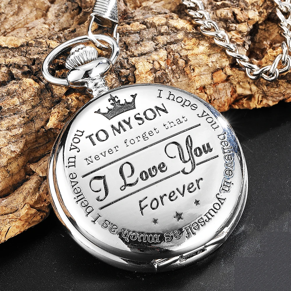 Quartz Pocket Chain Watch To My Son THE GREATEST DAD Necklace Watches
