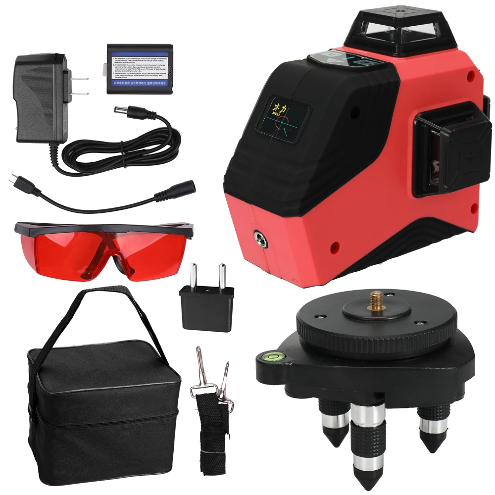

professional 3D 12 Red Line Leveler 360-degree Laser Level Touch Key nivel laser Measurment Instrument with Non-slip Fixed Base