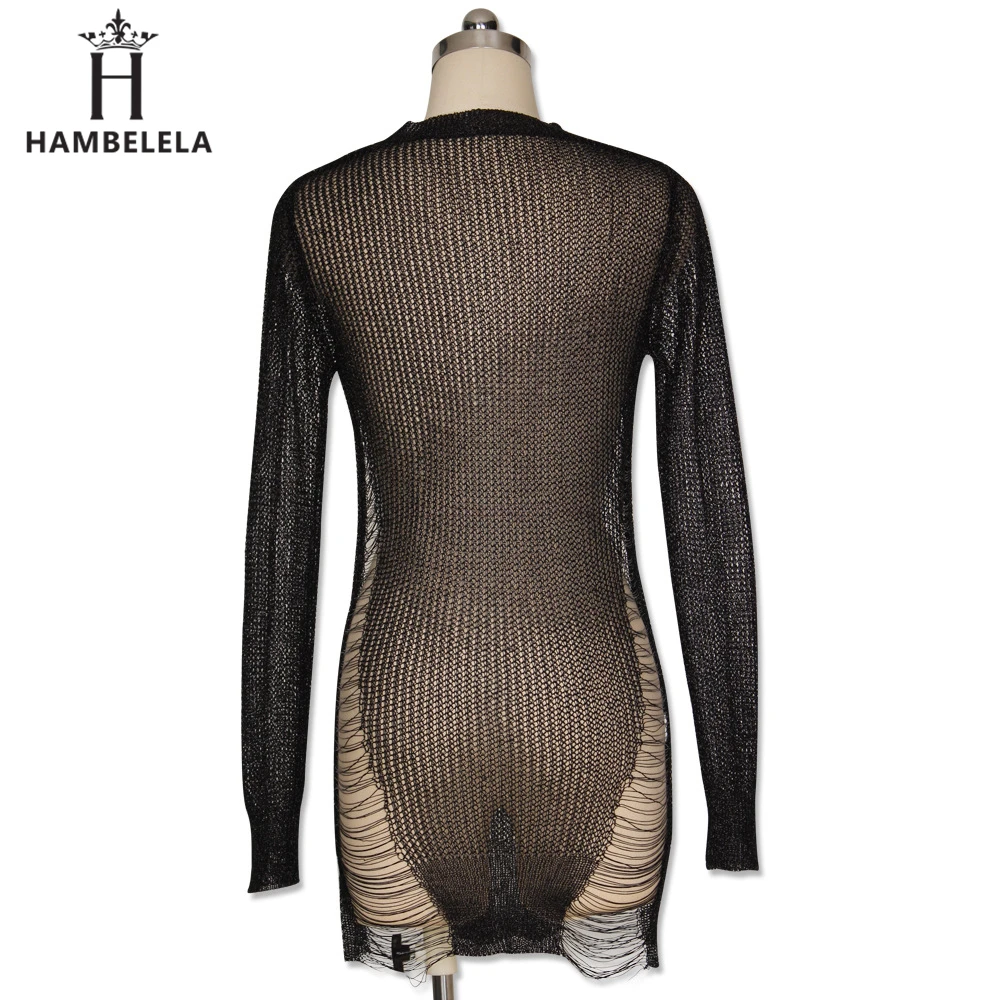Hambelela Women Sexy Crochet Mini Dress Knitted Bodice with Shred Detail Long Sleeve O-Neck 2017 Latex Sexy Ladies Sweater Dress (15)