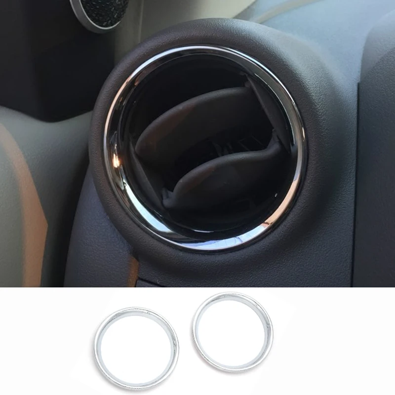 

For Nissan Versa Almera Latio 2012 2013 2014 2015 2016 2017 Chrome A/C Air Vent Ring Cover Trim Car Styling Sticker Accessory