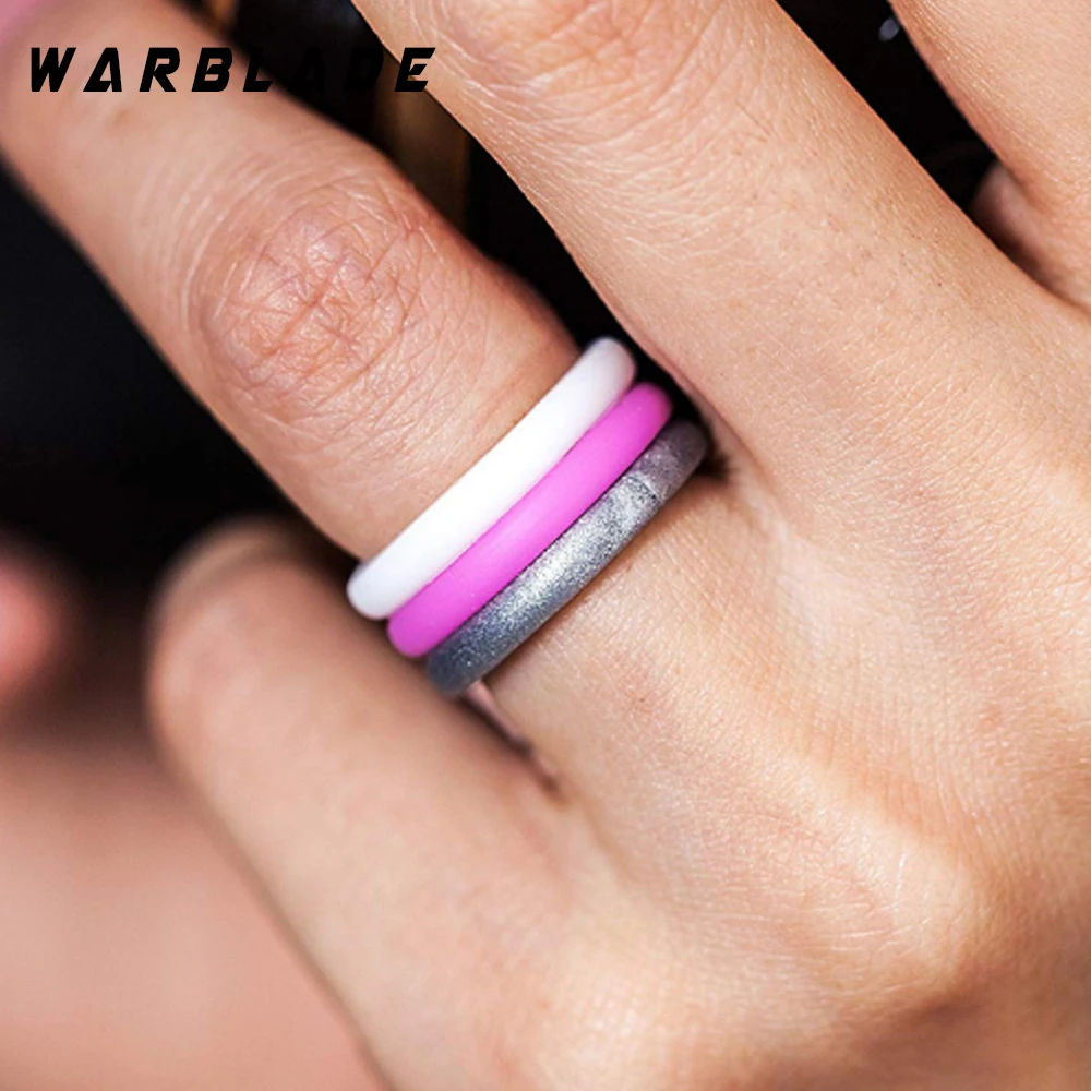 

Fashion 2.7mm Food Grade FDA Silicone Ring Hypoallergenic Crossfit Flexible Sports Silicone Finger Ring For Women Wedding Rings