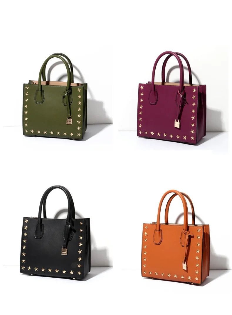 Female Rivets Genuine Leather Bags For Women Luxury Handbags Woman Bag Designer New Star Portable Ladies Shoulder Handbag20