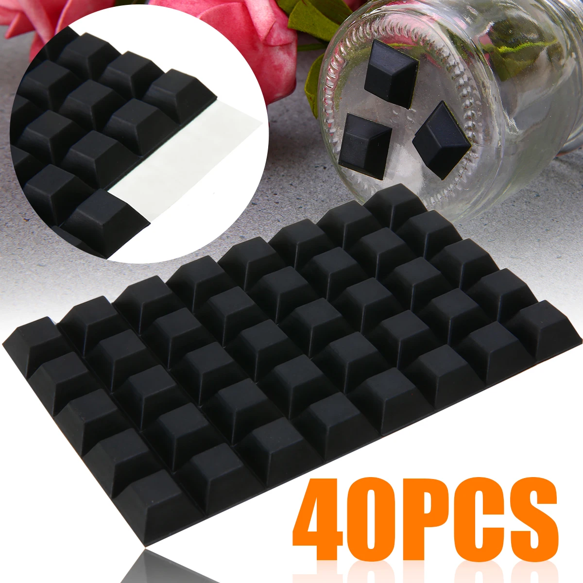 40 Self Adhesive Rubber Bumper Stopper Non-slip Feet Door Buffer Pads Furniture DIY Tool