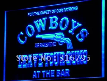 

i783 Cowboys Leave Guns Bar Beer LED Neon Light Light Signs On/Off Switch 20+ Colors 5 Sizes