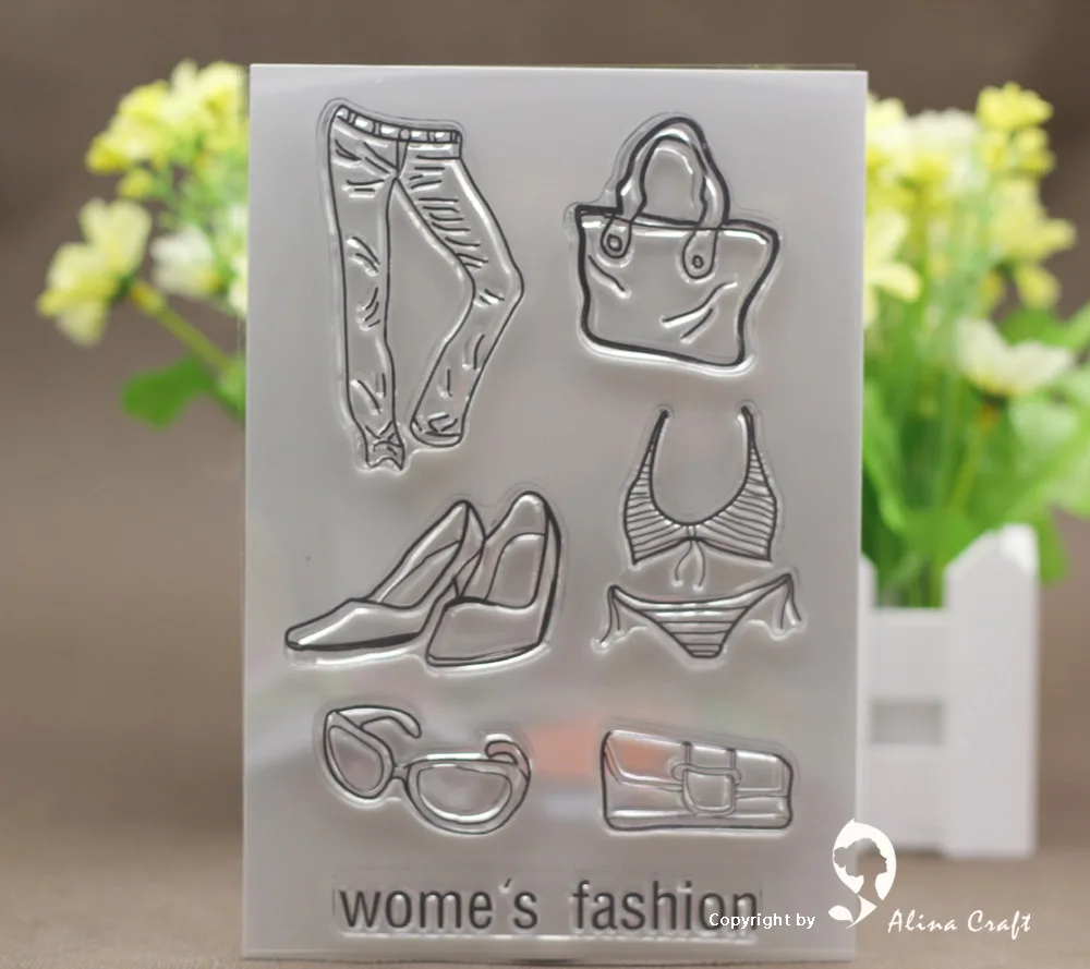 

CLEAR STAMPS woman's fashion bag clothes DIY Scrapbooking Card album paper craft silicon rubber roller transparent stamps