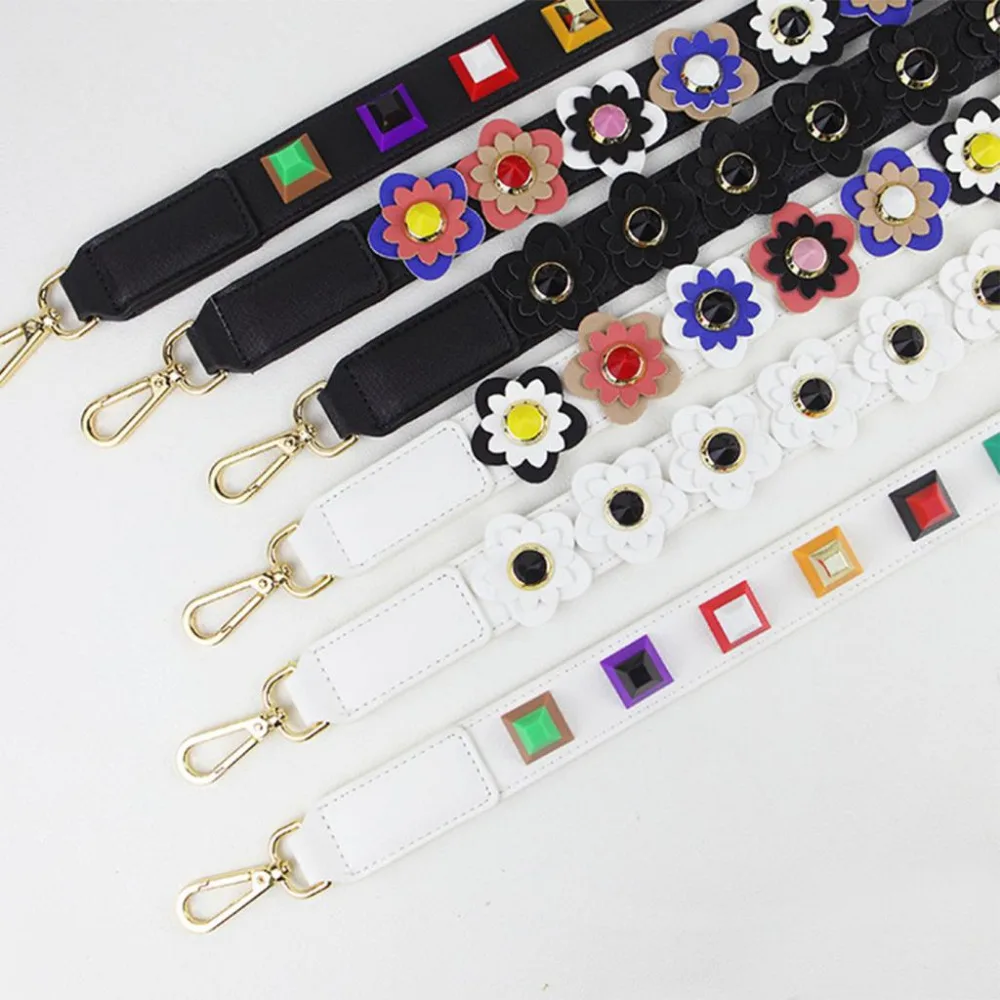 2018 fashion Flower Women Bag Strap Boho Style Summer PU Straps For Bags Elegant Lengthened Replacement Shoulder Straps