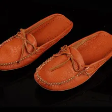 Модные Для мужчин тапочки половина мужской сандалии Брендовая верхняя одежда летние дышащие тапочки кисточкой сетки Orange из натуральной кожи