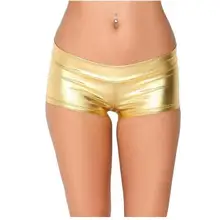 Womens baixa cintura sexy lycra metálico rave espólio dança shorts elastano brilhante pólo dança ouro prata shorts para palco