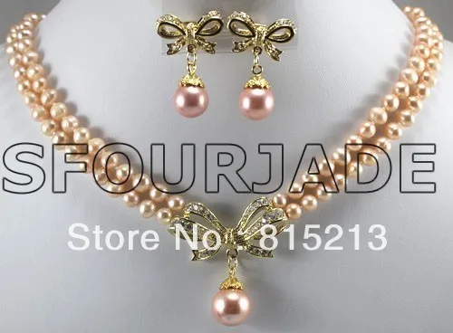 

ddh0493 Fashion jewelry Set Freshwater Pearl /Nature Jade Necklace Clip Dangle Earring 5.3
