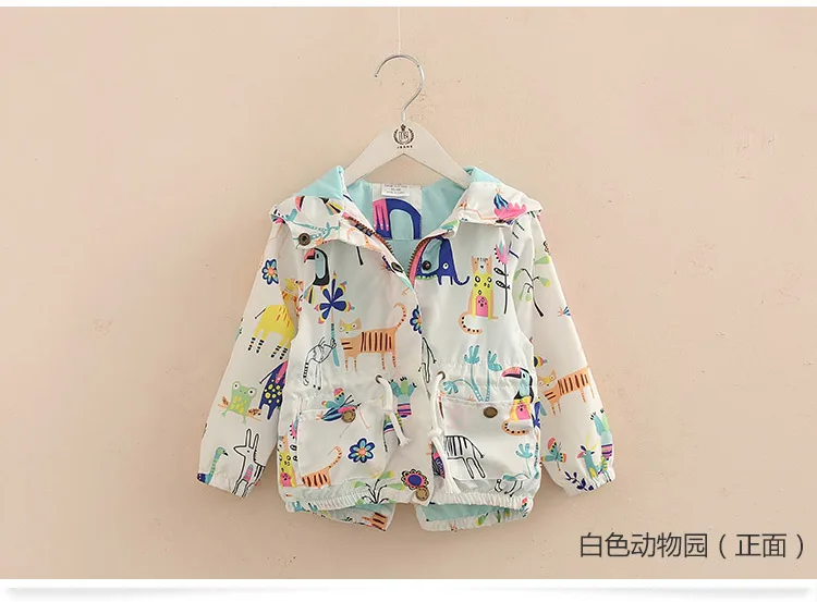 2018 Spring Female Child Children'S Clothing Baby Girl Animal Mouse Bird Painting Outerwear Hoody Jacket (5)