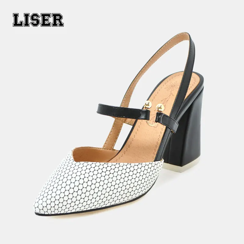 

ladies sandals 2019 summer fashion women's slingback chunk heels shoes with honeycomb hexagon pattern for leisure casual outdoor