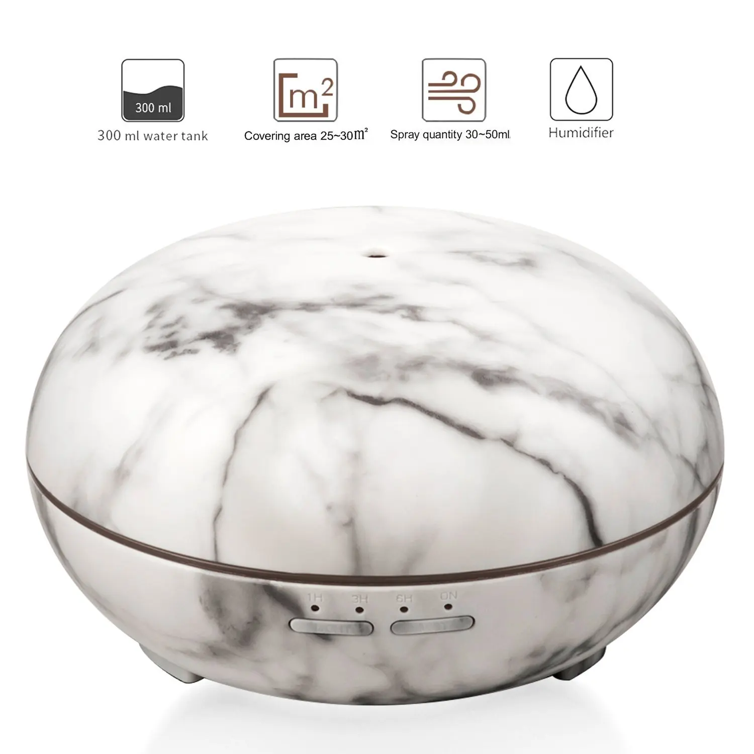 

Essential Oil Diffuser White Marble 300ml Adjustable Mist Size Ultrasonic Aroma Diffuser and Air Humidifier Waterless Auto Gift