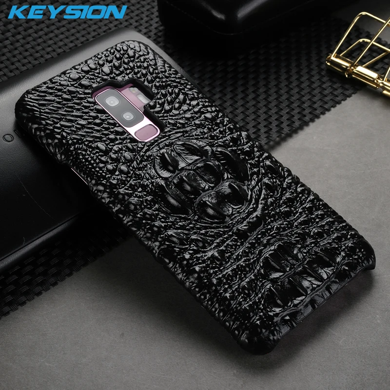 KEYSION Phone Case for Samsung Galaxy S9 Plus Luxury Genuine Leather Crocodile Pattern Back Cover S9+ Anti-knock | Мобильные