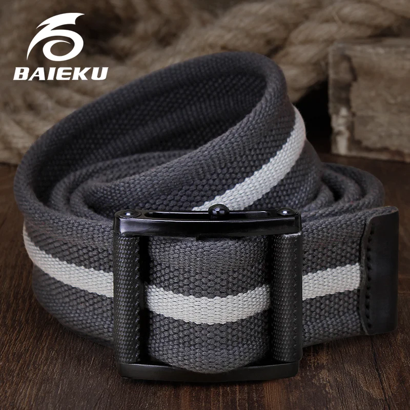 

Unisex belts cummerbunds Men's smooth canvas belt buckle Young fashion jeans with students canvas belt BAIEKU brand