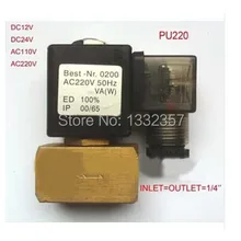 1/4 ''с прямым приводом электромагнитный клапан PU220-02 кивер Тип 2/2 латунный клапан DC12V, DC24V, AC110V или AC220V