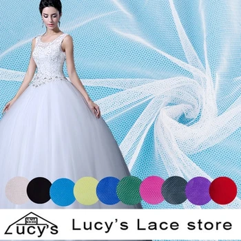 

Soft tulle fabric netting fabric solid color 160cm wide new 3 colors polyester mesh ground tulle roll for wedding dress