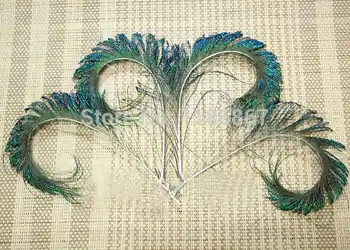 100Pcs/Lot 20-25cm CURLY PEACOCK SWORD FERN FEATHERS-50pcs Left+50 pcs Right Feather wedding party decorations freeshipping