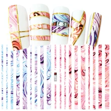 1 лист 3D самоклеющиеся наклейки для дизайна ногтей, цветные наклейки в полоску для украшения ногтей, розничная посылка