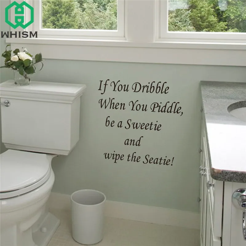 WHISM Funny Toilet Sticker Washroom Wall Art Mural Door Stickers Waterproof Wall Sticker Toilet