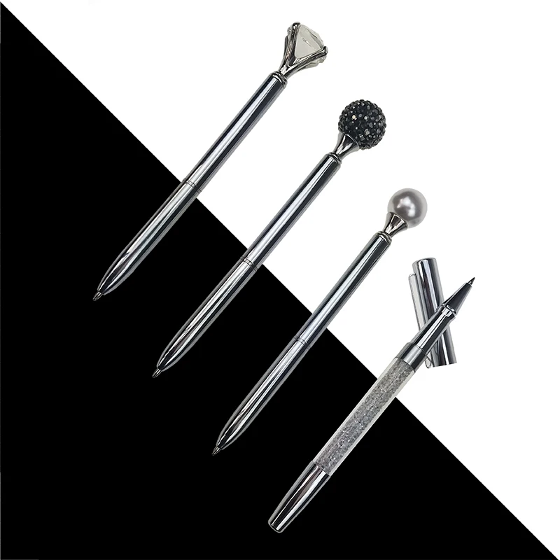 

Silver style Crystal Ballpoint Pen Fashion Creative Stylus pearl Pen for Writing Stationery Office & School Pen Ballpen Black