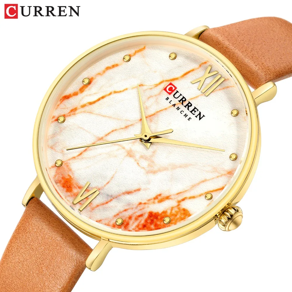 

2019 CURREN Woman's New Fashion Business Daily Ornament Leather Quartz Wristwatches Gifts for Ladies bayan kol saati