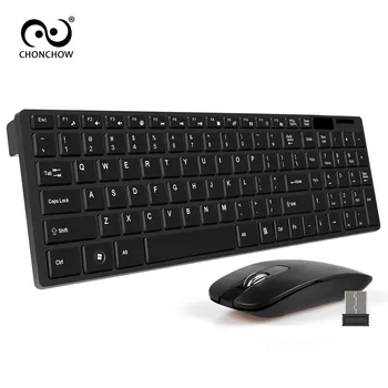 

ChonChow 2.4G Slim Optical Wireless Keyboard and Ultra-Thin Mouse Mice USB Receiver Combo Kit for MAC PC Computer with Mouse