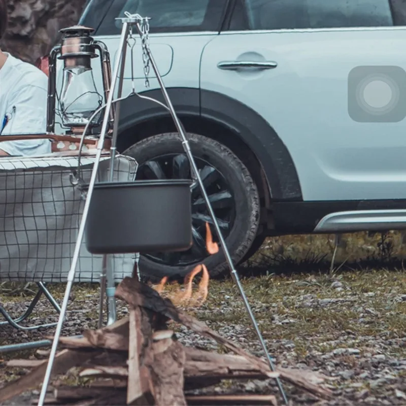 Picnic al aire libre telescópica cocina trípode Portable colgante Pot Camping trípode Campfire Grill Stand