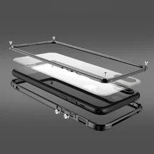 Metal Bumper For iphone 8 X black cover Luxury aluminium frame for iphoneX 8 plus shockproof phone case Transparent Backplane
