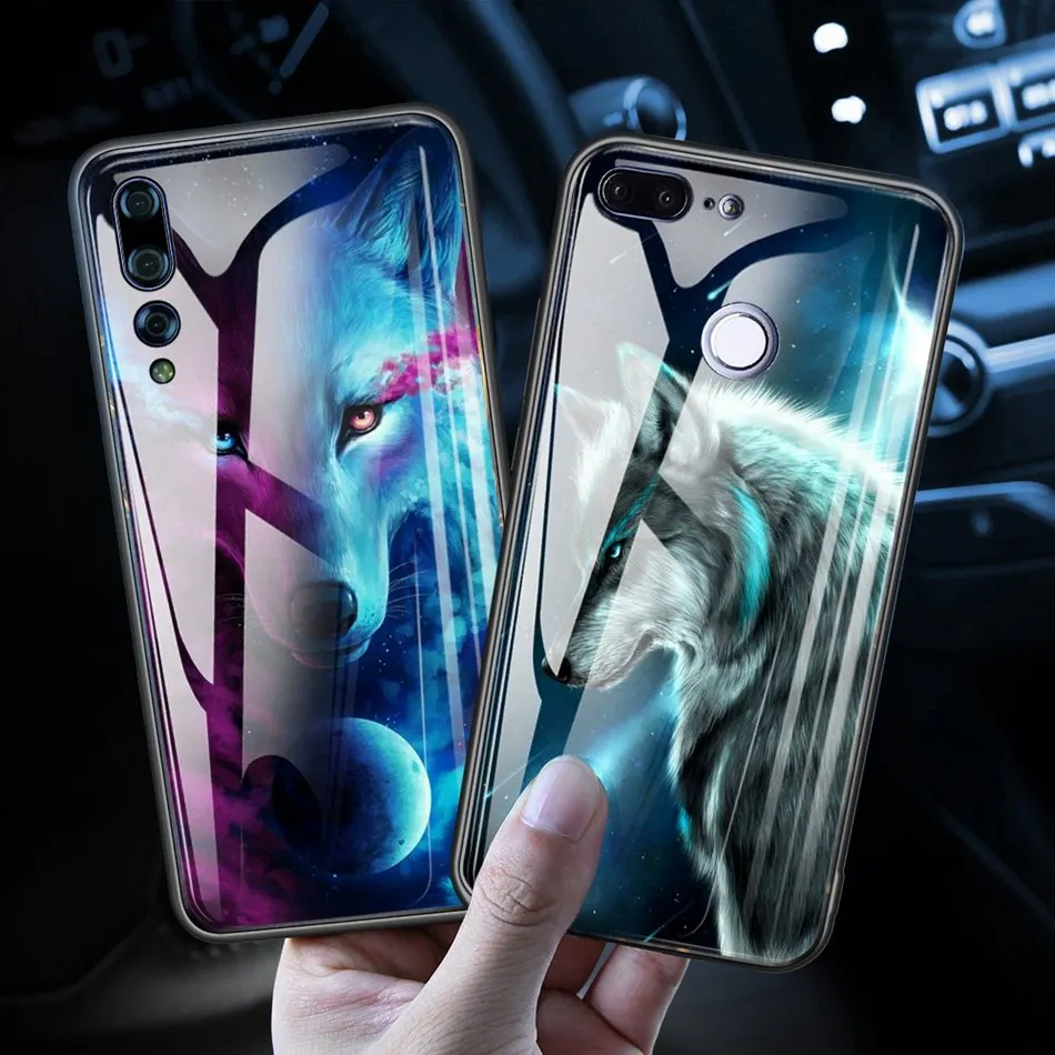 Luxury Tempered Glass Case For Huawei Honor 9 Lite 9 10 Animal Pattern Case on Huawei Mate 10 Lite P20 Lite Pro P Smart Enjoy 7s   (1)