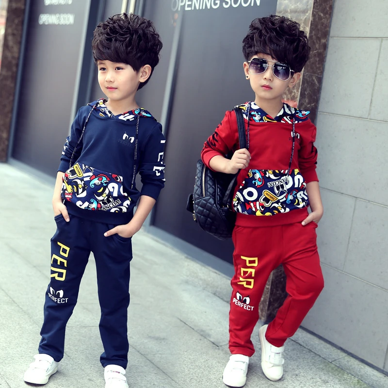 

2016 Fashion Cartoon Boys Jacket Children Sets Long Sleeve Sweatshirt+Pants Spring Autumn Boys Sport Hoodies Clothes Kids Coat