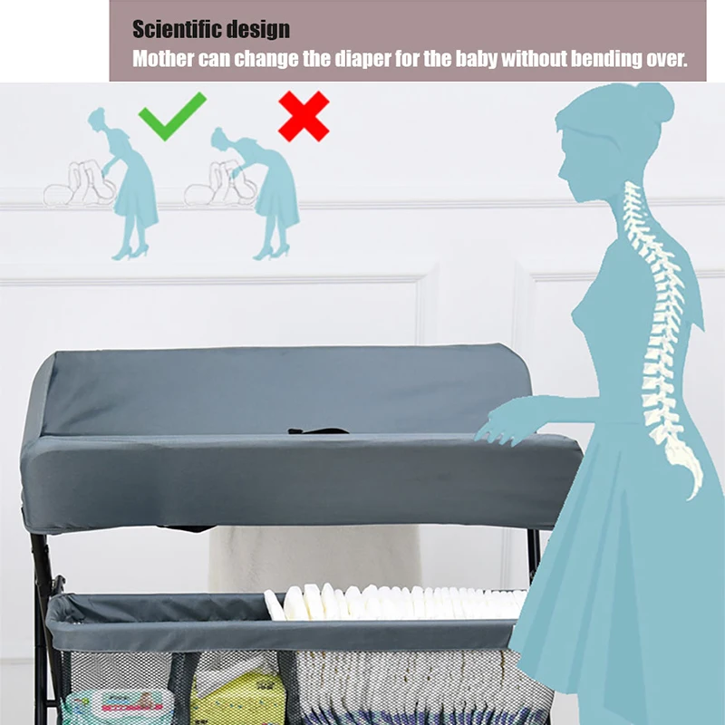 IMBABY Baby Changer Table Foldable Changing Tables 0-24 Months Baby Diaper Changer Table with Set Diaper Replacement