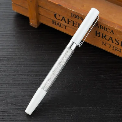 Новая Металлическая Алмазная Хрустальная шариковая ручка модный креативный подарок гелевые ручки офисные для деловых подписей канцелярские принадлежности логотип на заказ - Цвет: Белый