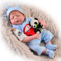 Симпатичные 23 дюймов сна Reborn Кукла Новорожденный ребенок реалистичные 57 см полный средства ухода за кожей силиконовые виниловые куклы для
