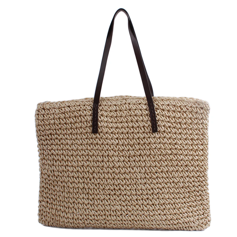 

Hot 2019 Paper rope weave handbag pattern beach bag portable lady straw bag