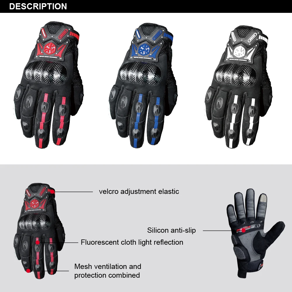 SCOYCO мотоциклетные перчатки с сенсорным экраном, мягкие жесткие перчатки для гонок MTB, светоотражающие Перчатки для мотоциклистов на четыре сезона