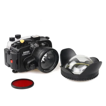 

Meikon 130ft Underwater Camera Housing Case for sony A6300 Camera + Wide Angle Dome Port lens + 67mm red filter