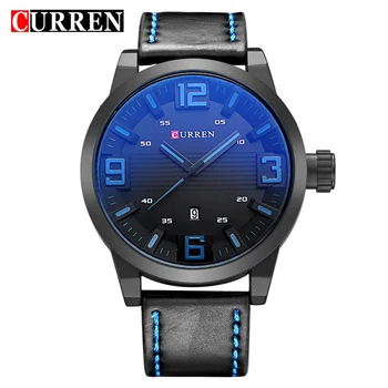 

Curren Watch Men Fashion Casual Quartz Watches Waterproof Blue Point Simple Men Wristwatch Male Date Week Clock Zegarek Meskie