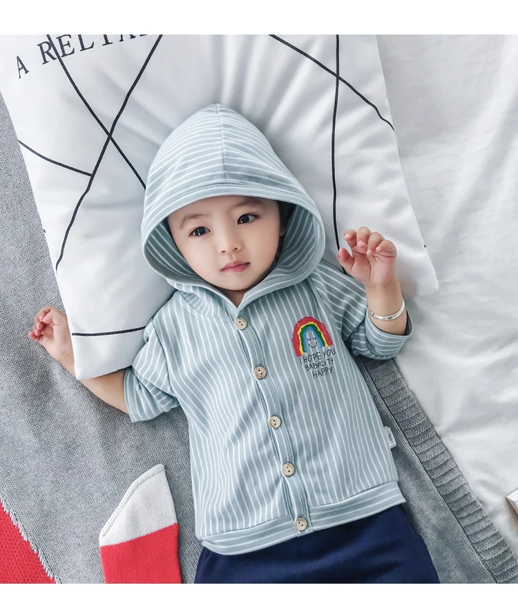 Lemonmiyu Children's Jackets Coat Boys Girls Hooded Cartoon Spring Autumn Baby Coat Cotton Casual Letter Striped Newborn Jackets